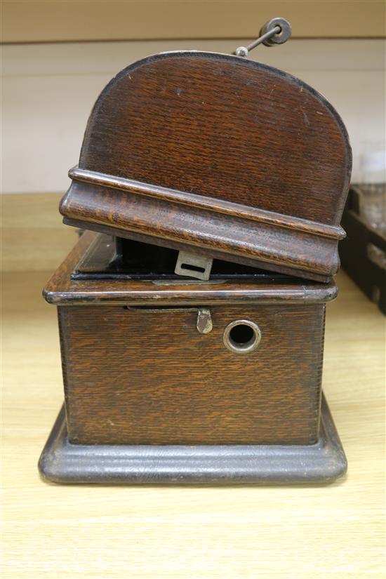 An Edison standard phonograph, sound box lacking